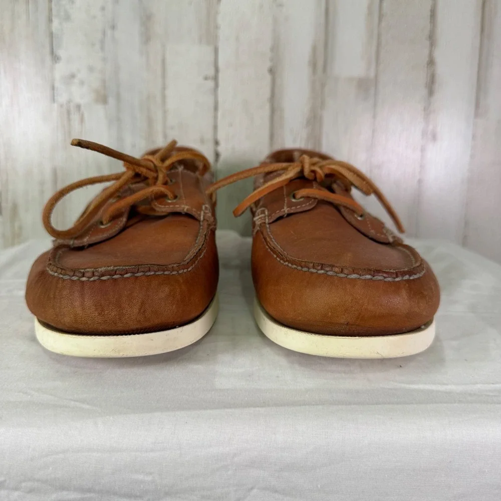 G.H. Bass & Co Boat Shoes Men 11.5 Brown Leather Moccasin Loafers Classic Preppy